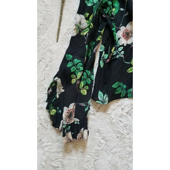 ✨️CL HM Green White Tropical Floral Bell Open Cuff Sz 2 - Picture 4 of 8